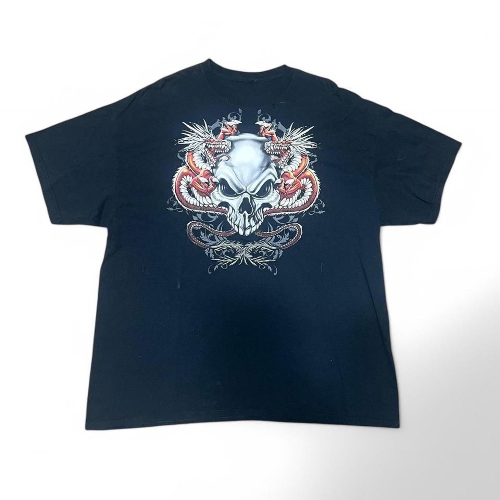 Y2K skull and dragon tee